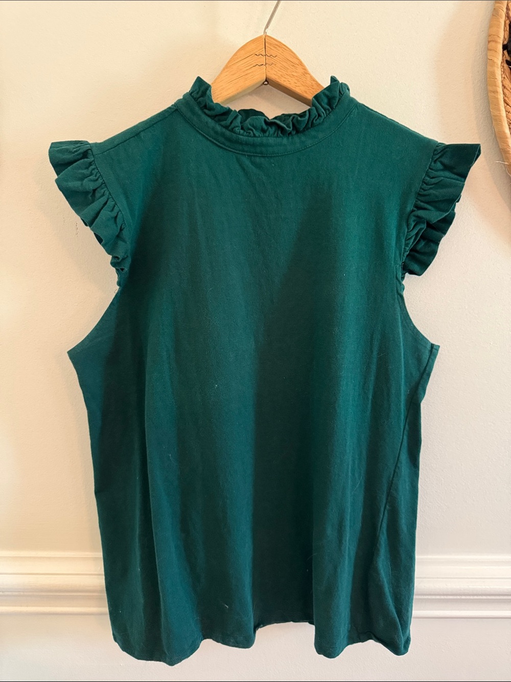 Sugarlips Ruffle Mock Neck Tank - Emerald Green